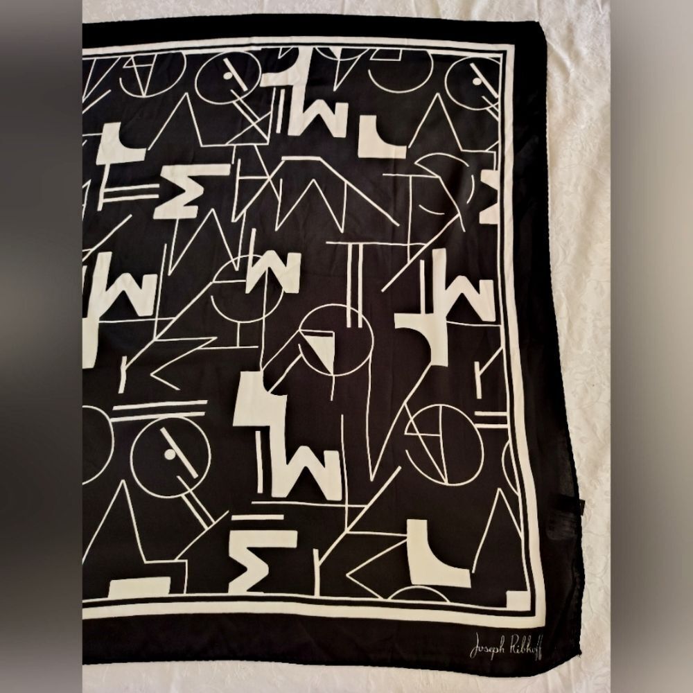 Joseph Ribkoff Abstract Black & White Scarf - Picture 5 of 12